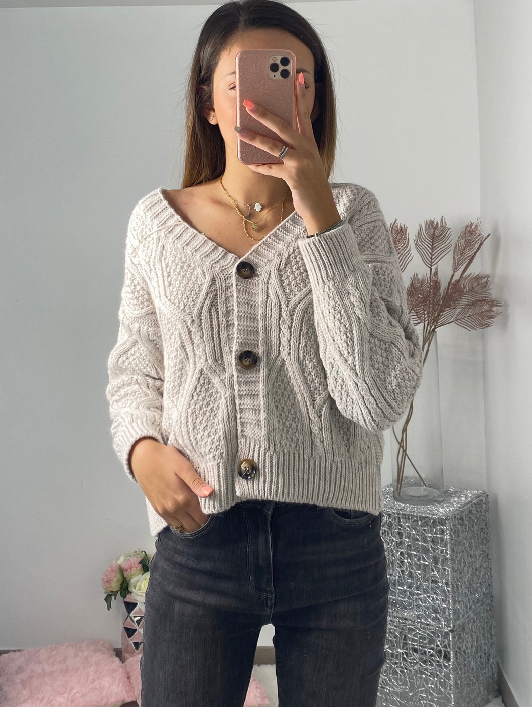 Cardigan gris clair